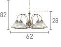Searchlight American Diner Brass 5 Light Fitting Glass