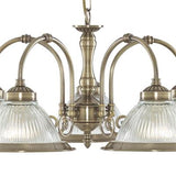 Searchlight American Diner Brass 5 Light Fitting Glass