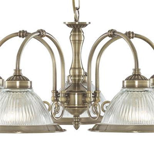 Searchlight American Diner Brass 5 Light Fitting Glass - Comet Lighting