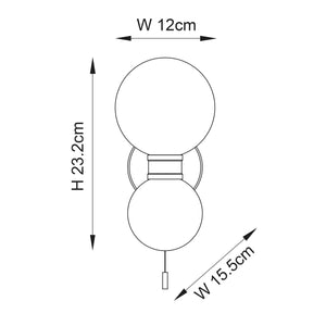 Pulsa 2Lt Wall Light Matt Black - Comet Lighting