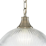 Searchlight American Diner Brass Pendant Ribbed Glass - Comet Lighting