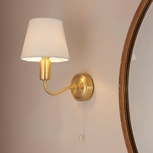 Conway Wall Satin brass plate & ivory linen mix fabric