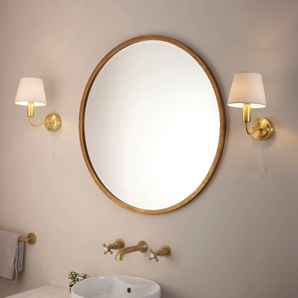 Conway Wall Satin brass plate & ivory linen mix fabric