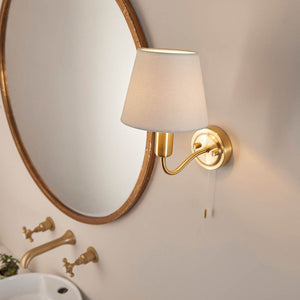 Conway Wall Satin brass plate & ivory linen mix fabric