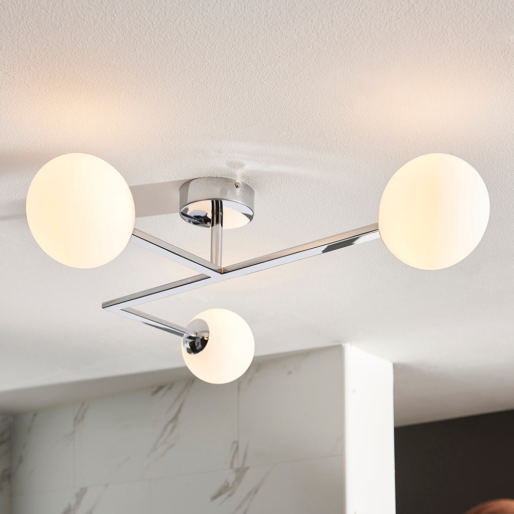 Skeena 3Lt Semi-Flush Ceiling Light Polished Chrome