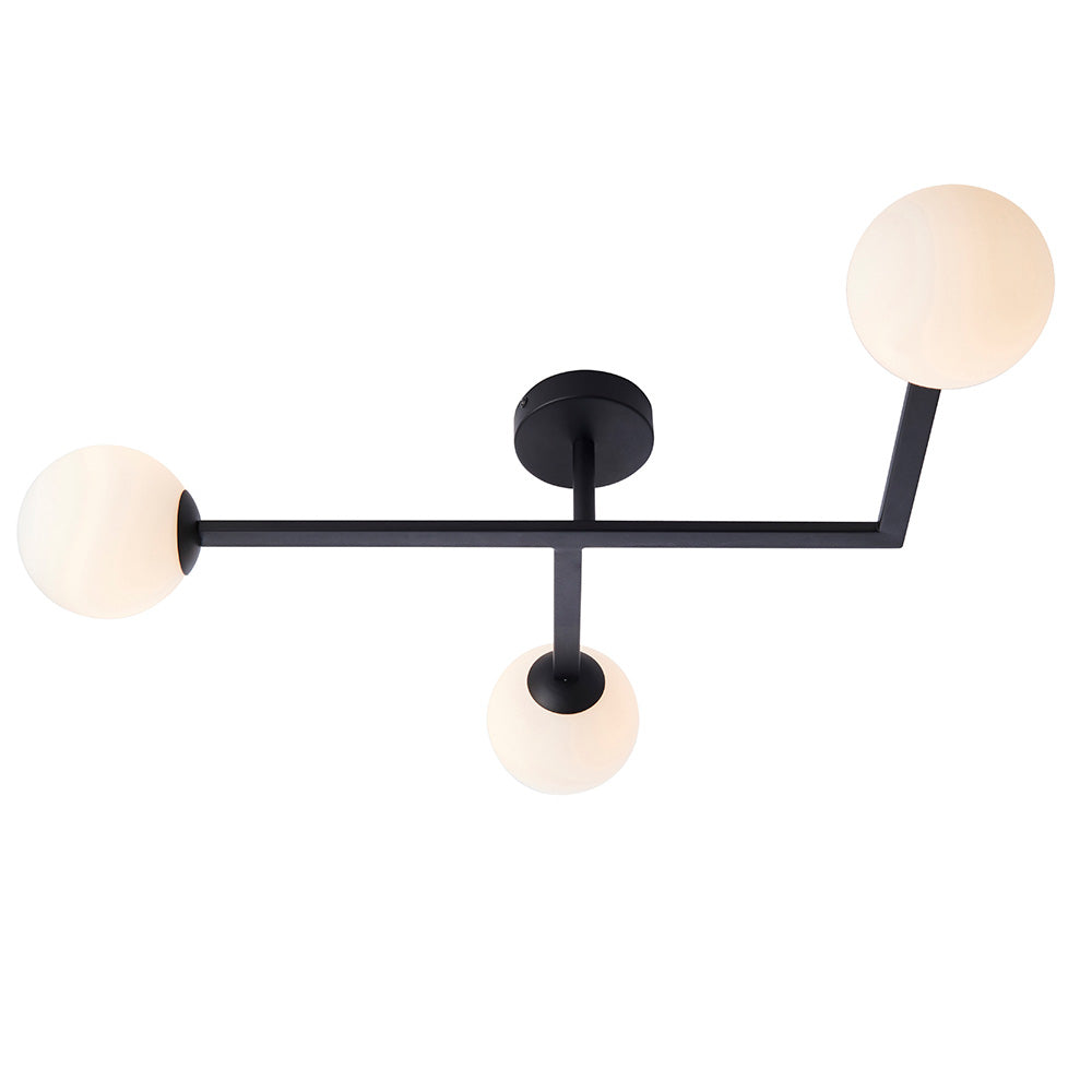 Spa 3lt semi flush Matt black & matt opal glass