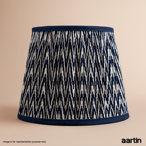 AARTIN 35 CM BLUE CHEVRONS STRAIGHT EMPIRE GATHERED LAMPSHADE IN COTTON