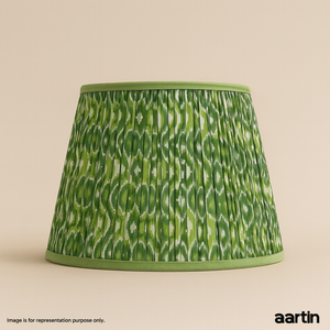AARTIN 40 CM GREEN & WHITE IKAT STRAIGHT EMPIRE GATHERED LAMPSHADE IN COTTON