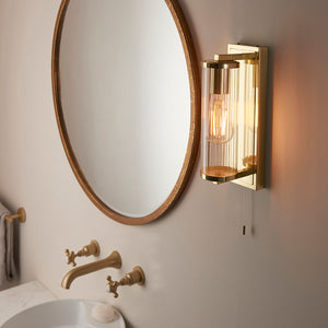 Taylor Wall Satin brass plate & clear ribbed glass