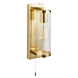 Taylor Wall Satin brass plate & clear ribbed glass