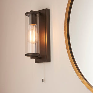 Taylor Wall Dark bronze paint & clear ribbed glass