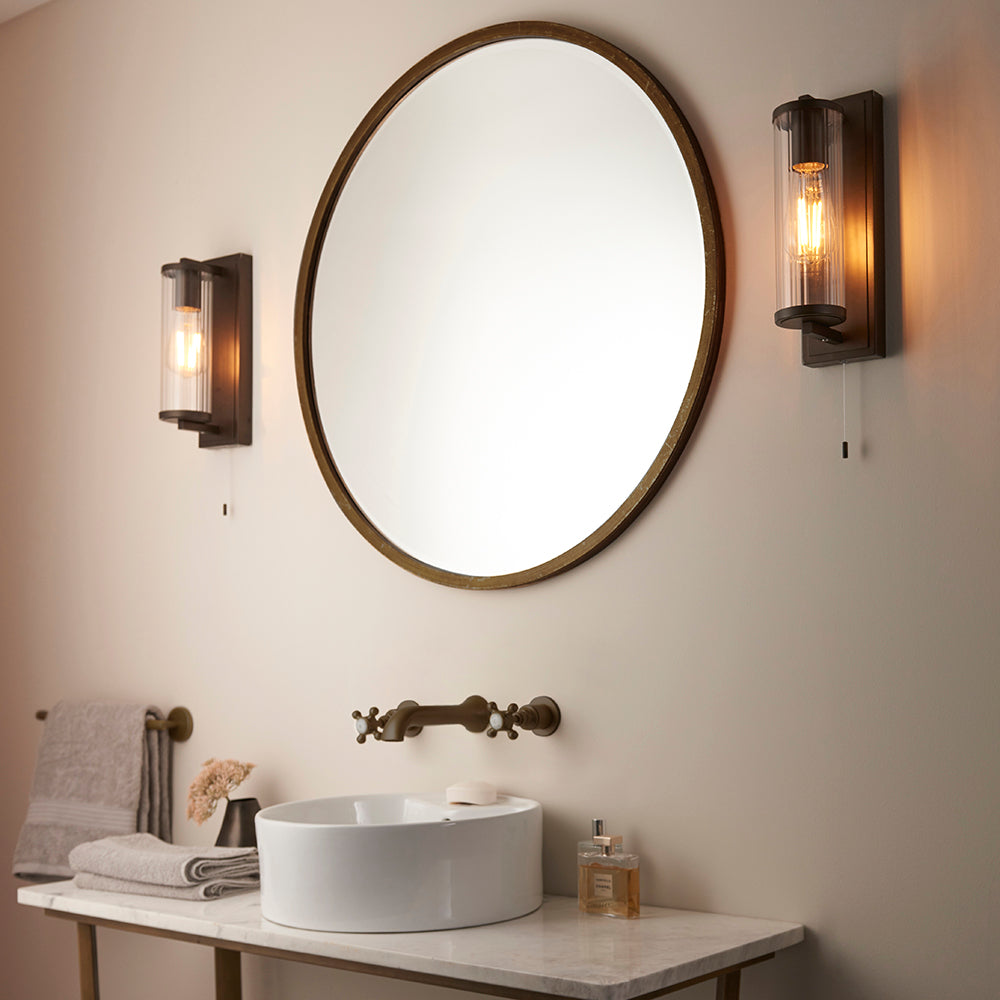 Taylor Wall Dark bronze paint & clear ribbed glass
