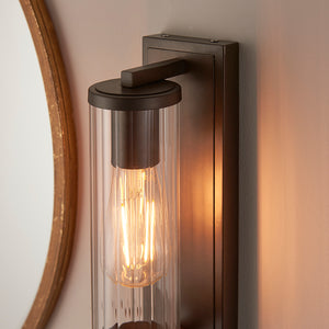 Taylor Wall Dark bronze paint & clear ribbed glass