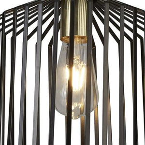 Searchlight 1 Light Cage Frame Pendant Black Gold Medium - Comet Lighting