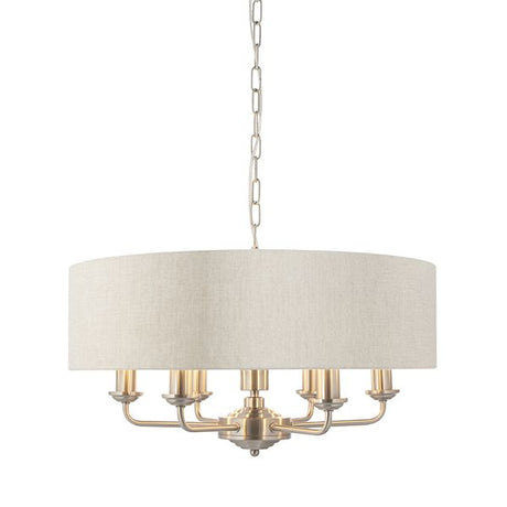 Highclere 6-Light Pendant Ceiling Light with Natural Linen Shade