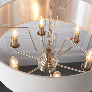 Highclere 6-Light Pendant Ceiling Light with Natural Linen Shade - Comet Lighting