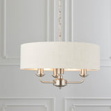 Highclere 3-Light Pendant Ceiling Light with Natural Linen Shade - Comet Lighting