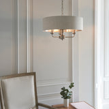 Highclere 3-Light Pendant Ceiling Light with Natural Linen Shade