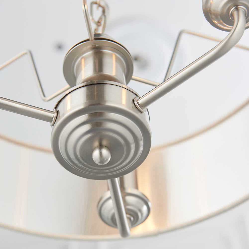 Highclere 3-Light Pendant Ceiling Light with Natural Linen Shade - Comet Lighting