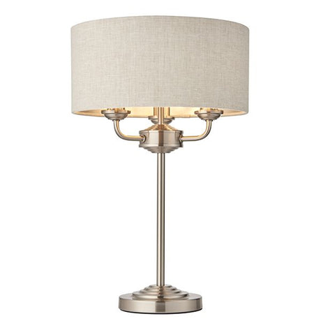 Highclere 3-Light Table Lamp with Natural Linen Shade