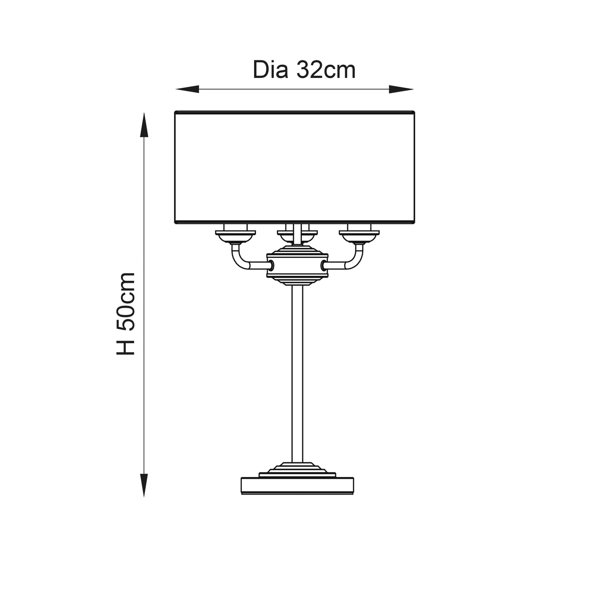 Highclere 3-Light Table Lamp with Natural Linen Shade - Comet Lighting