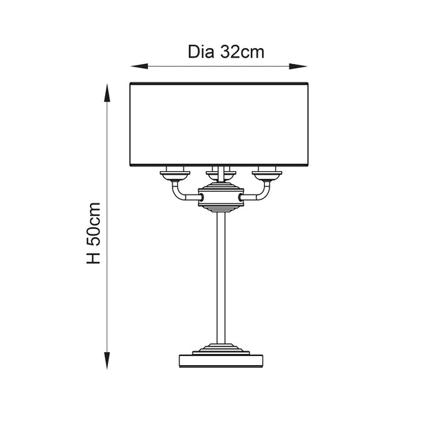 Highclere 3-Light Table Lamp with Natural Linen Shade