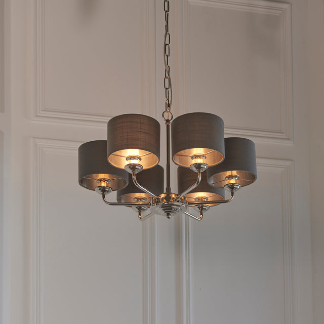 Highclere 6-Light Pendant Ceiling Light with Charcoal Shades