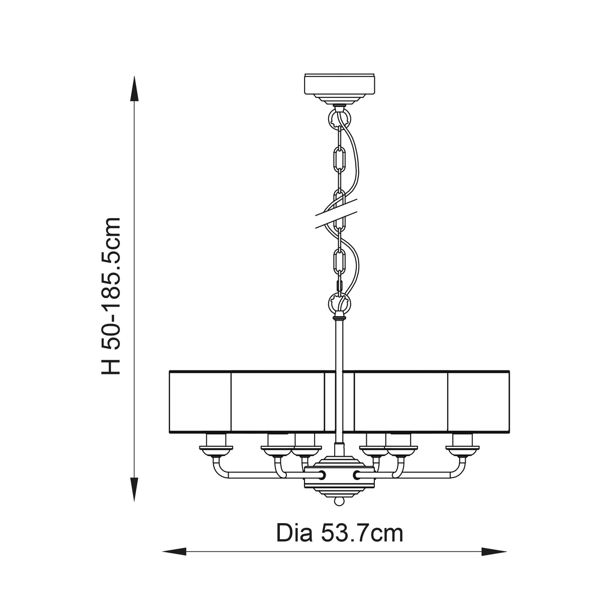 Highclere 6-Light Pendant Ceiling Light with Charcoal Shades - Comet Lighting