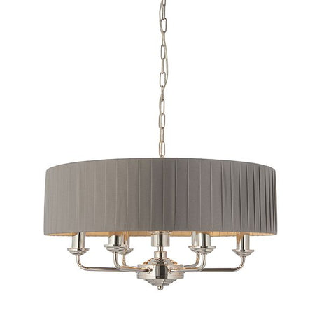 Highclere 6-Light Pendant Ceiling Light with Charcoal Silk Shade