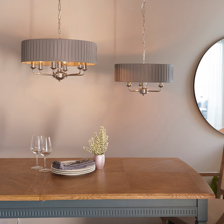 Highclere 6-Light Pendant Ceiling Light with Charcoal Silk Shade
