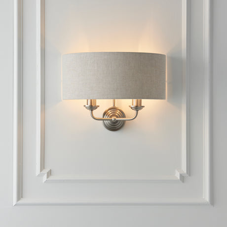 Highclere 2-Light Wall Light with Natural Linen Shade