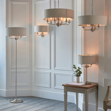 Highclere 2-Light Wall Light with Natural Linen Shade