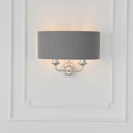 Highclere 2-Light Wall Light with Charcoal Shade - Comet Lighting