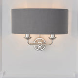 Highclere 2-Light Wall Light with Charcoal Shade - Comet Lighting