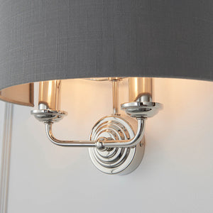 Highclere 2-Light Wall Light with Charcoal Shade - Comet Lighting