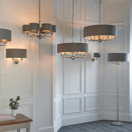 Highclere 8-Light Pendant Ceiling Light with Charcoal Shade