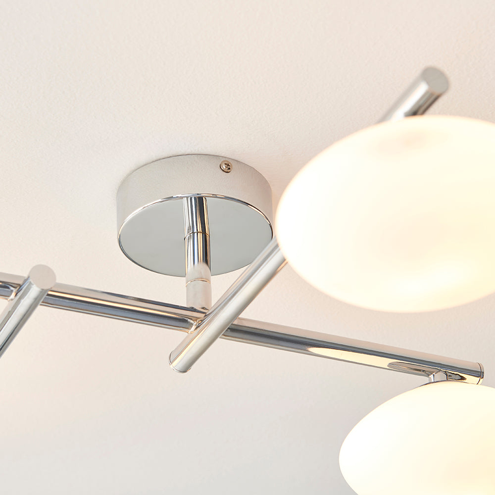 Mobias 4lt semi flush Chrome plate & matt opal glass