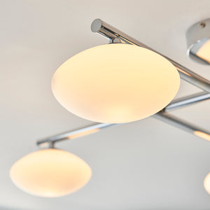 Mobias 4lt semi flush Chrome plate & matt opal glass