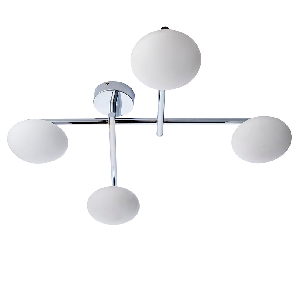 Mobias 4lt semi flush Chrome plate & matt opal glass