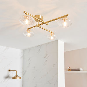 Genesee 4Lt Semi-Flush Ceiling Light Brushed Brass