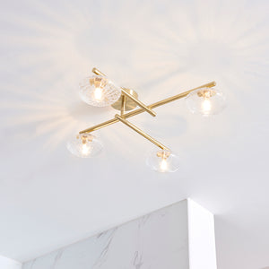 Genesee 4Lt Semi-Flush Ceiling Light Brushed Brass