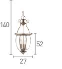 Searchlight Brass 3 Light Lantern Curved Glass Shade