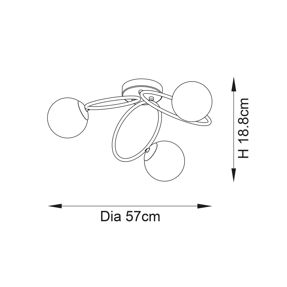 Ellipse 3Lt Semi-Flush Ceiling Light Chrome Plated - Comet Lighting