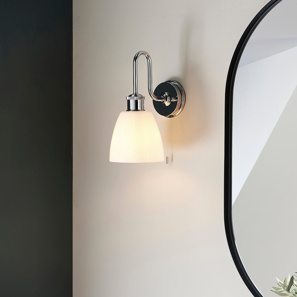 Dniester Wall Light Chrome w/ Opal Glass