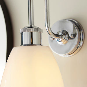 Dniester Wall Light Chrome w/ Opal Glass - Comet Lighting