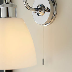 Dniester Wall Light Chrome w/ Opal Glass - Comet Lighting
