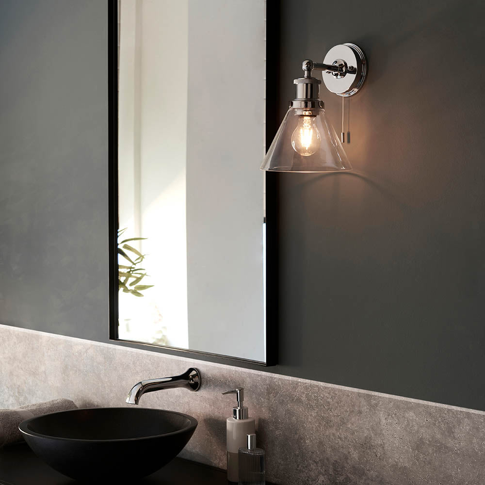 Bani Wall Light Chrome W/ Clear Coned Glass