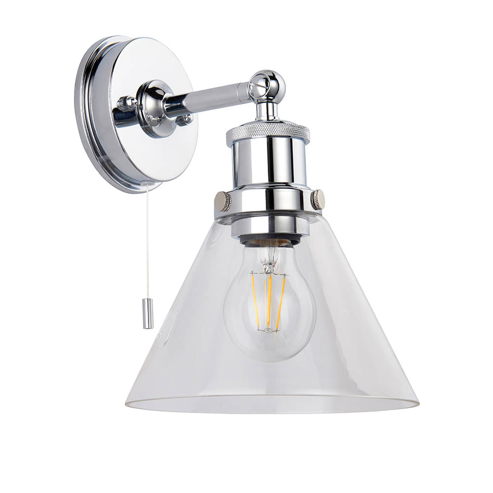 Bani Wall Light Chrome W/ Clear Coned Glass