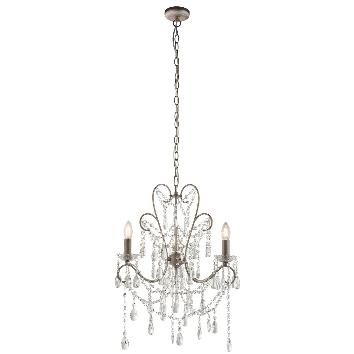 Panjnad 3Lt Pendant Ceiling Light Aged Silver