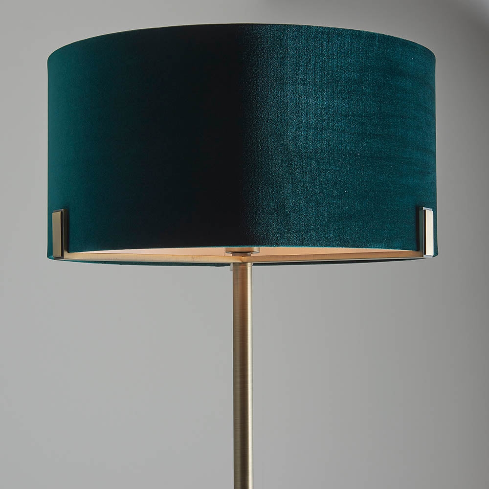 Hayfield Floor Lamp Green Velvet Shade - Comet Lighting